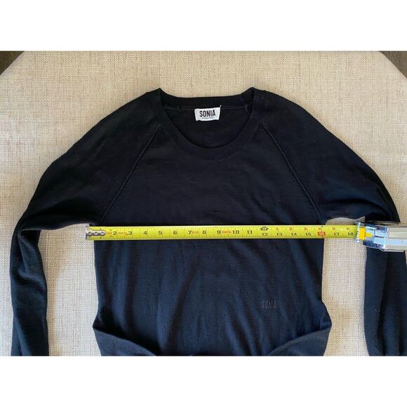 SONIA RYKIEL Womens 99% Wool Sweater Dress Black Long Sleeve Tie Waist S - Picture 9 of 16